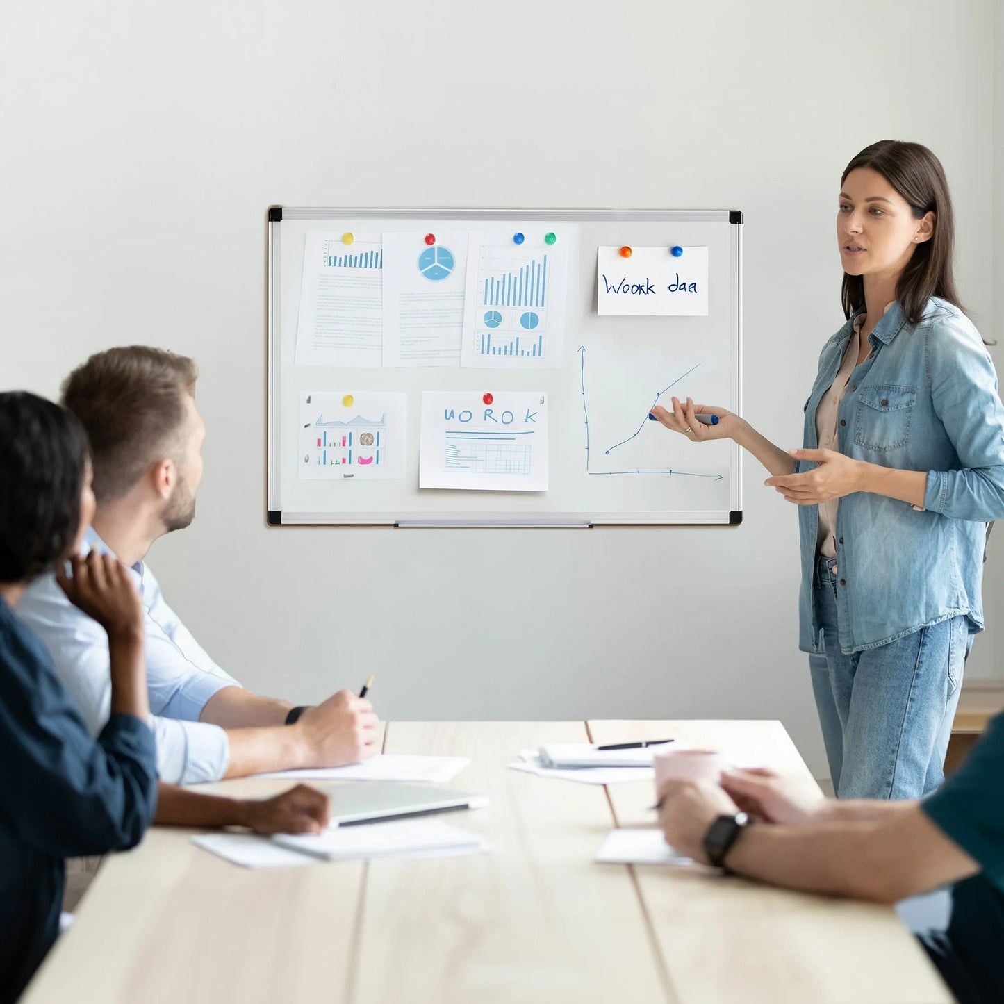 EDX Magnetic Dry Erase Board, 36 X 24 Inches, Two Mounting 0ptions, Horizontal or Vertical,With Left and Right Removable Pen Tray, Silver Aluminium Frame, White