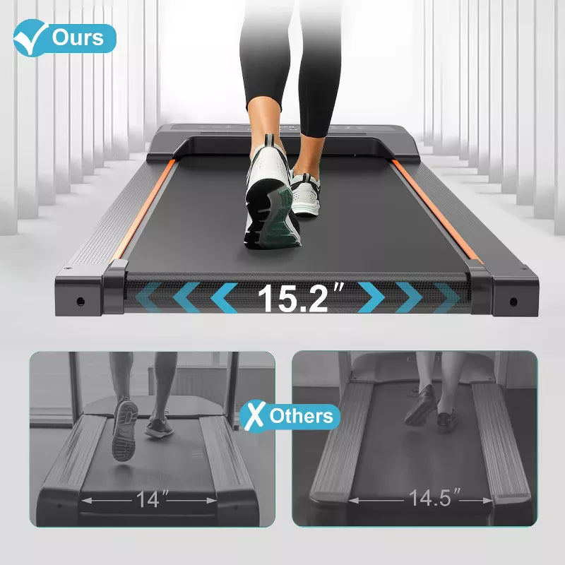 BestParts Treadmill, Under Desk Electric Treadmill with LED Display and Remote Control, 2.5HP Quiet Motor, Suitable for Home Office Use, Black