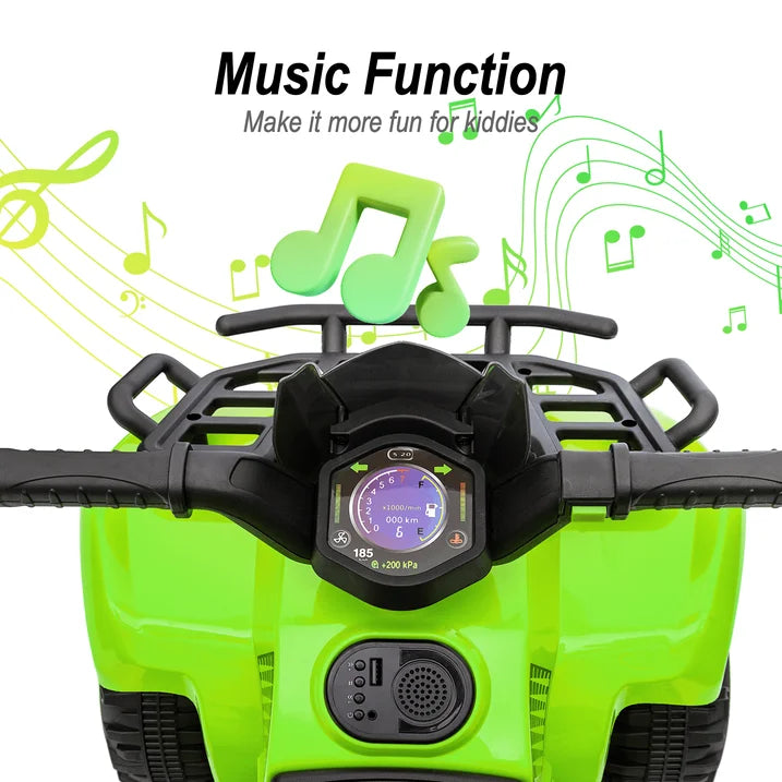 Hikiddo 6V Ride-on Toy for Toddlers, Kids ATV 4 Wheeler for 1-3 Boys & Girls with Music - Green