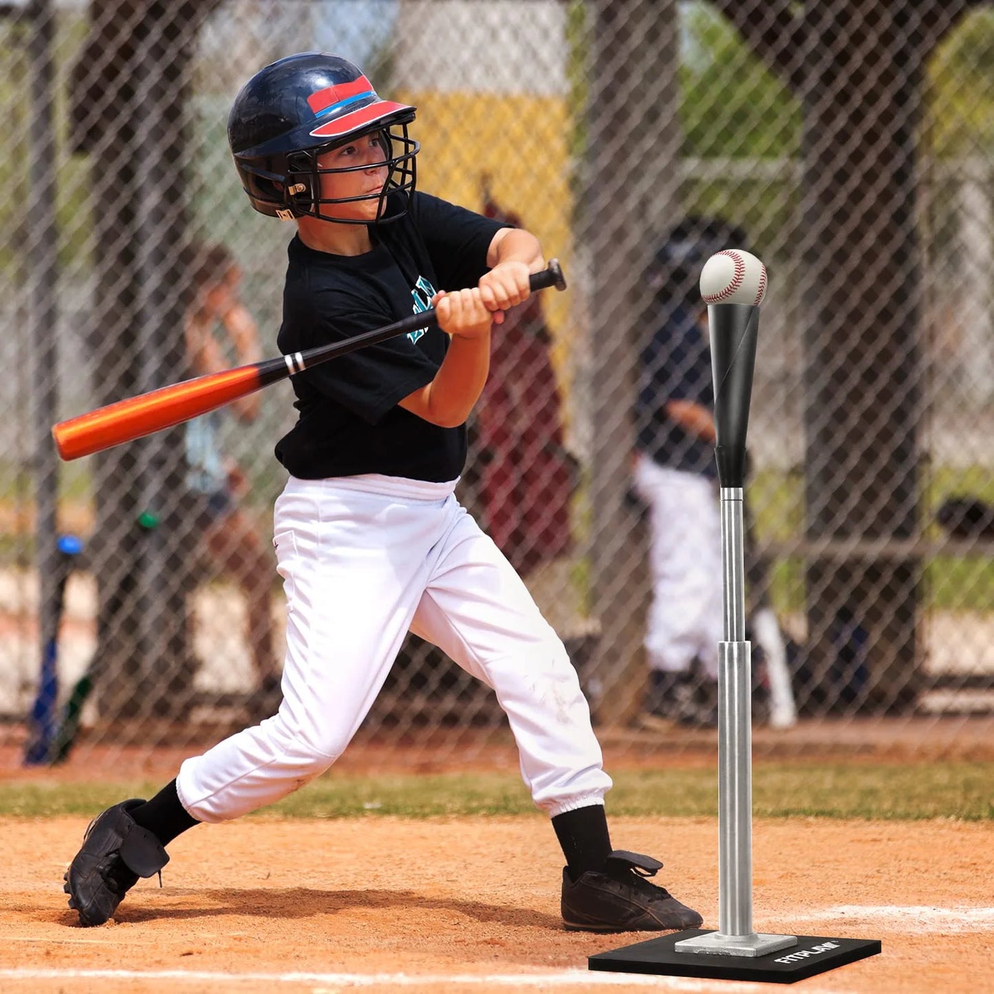 JASCOPRO Metal Baseball Batting Tee, 24-46" Adjustable Height, Handrolled Flexible Rubber Top