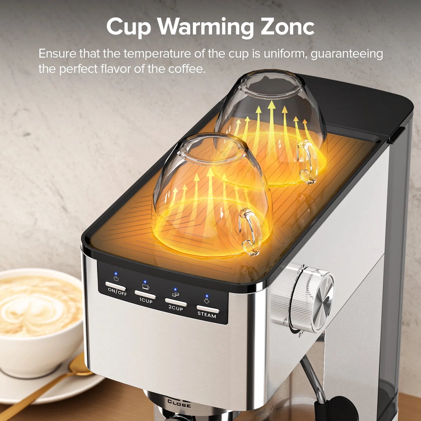 Auseo 20 Bar Espresso Machine with Milk Frother Steam Wand & 40oz Removable Water Tank, for Latte, cappuccino, Stainless Steel
