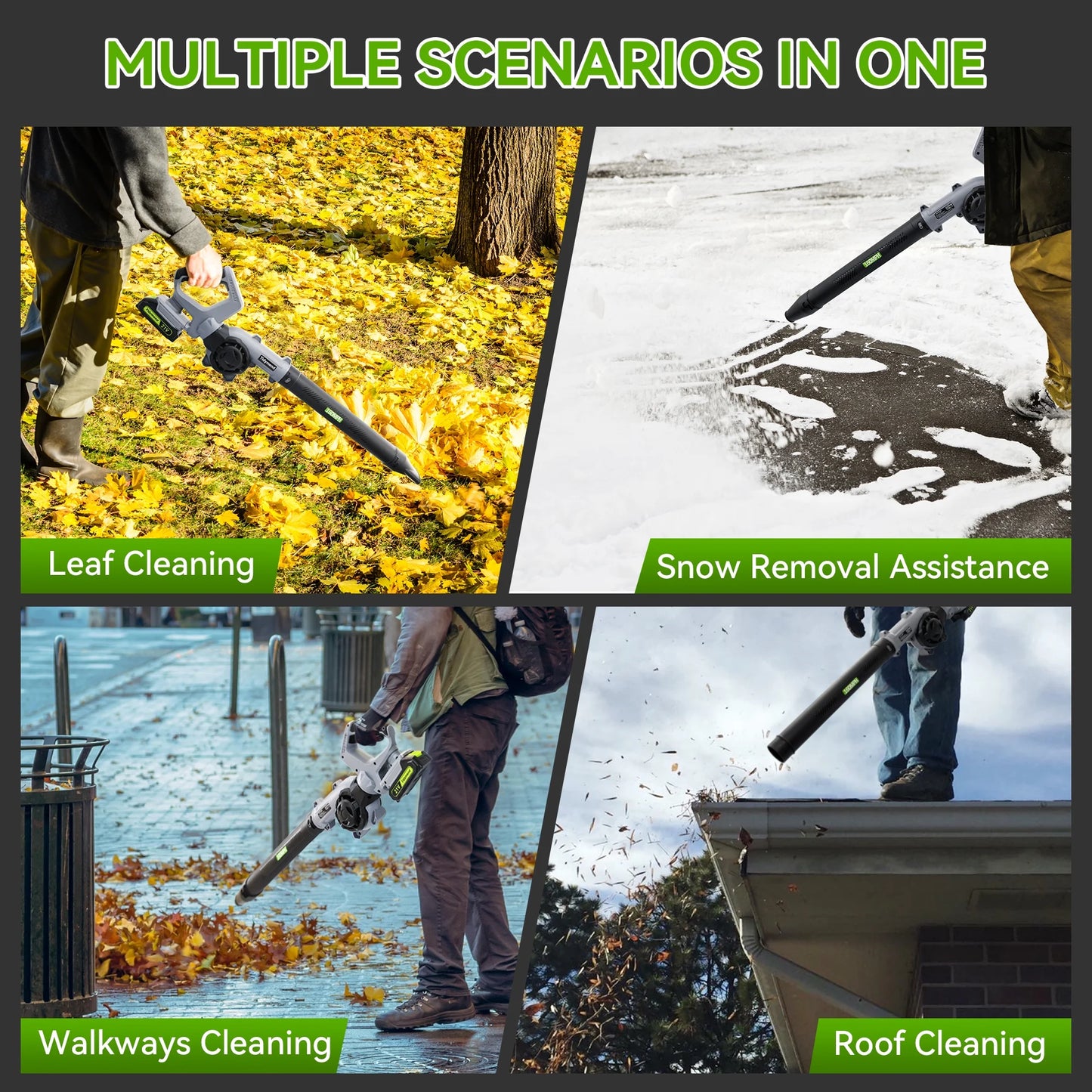 Sentryse Leaf Blower 20V 190CFM 160MPH Electric Leaf Blower Cordless with 2 Batteries and Charger, 3 Speed Modes, 3 Blowing Nozzles for Lawn Care, Blowing Leaves, Patio
