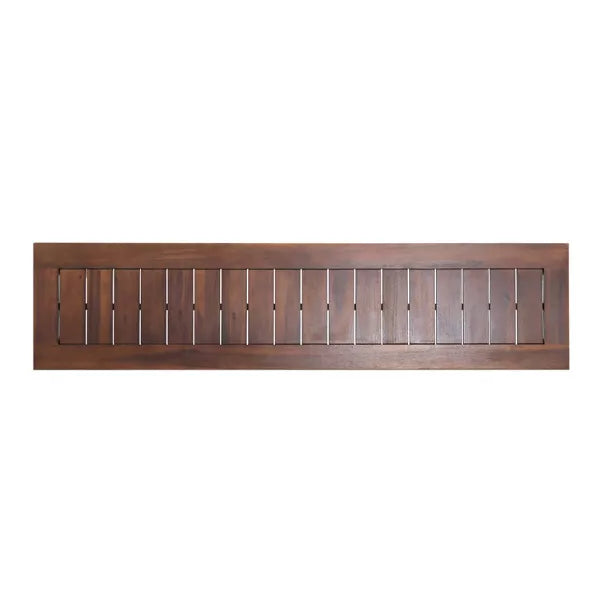 Wooakway Rustic 62" L Weather-resistant Acacia Wood Patio Bench with Classic Slat Panel Solid Hardwood Frame for Garden Sunroom Poolside Set of 2