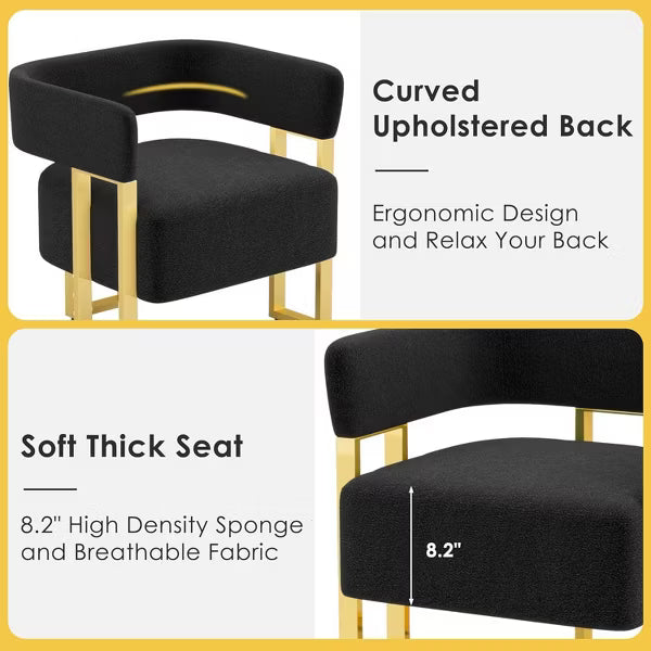 Mid-Century Modern Armchair, Upholstered Tufted Barrel Reading Chair for Bed Room, Office, Black