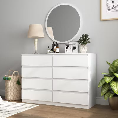 Resenkos Mid Century Modern 8 Drawer Dresser for Bedroom with Hidden Handle