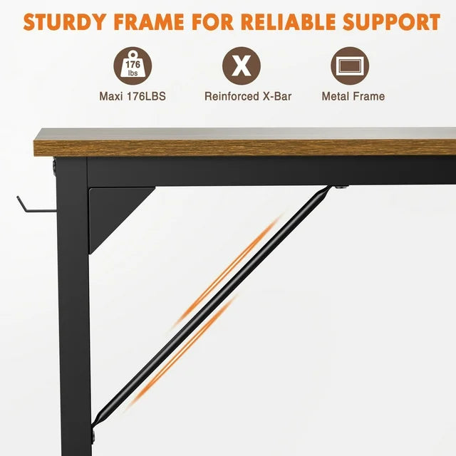 EverPick 31 Inch Game Computer Desk with Storage, Home Office Modern Simple Style PC Table for Youth Student Adult - Rustic