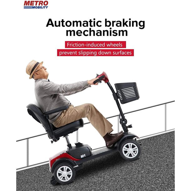 Kowilk Folding Mobility Scooter for Seniors 4 Wheel Scooter for Adults Electric Medical Scooter Compact for Travel - Compact Heavy Duty Mobile(Red)
