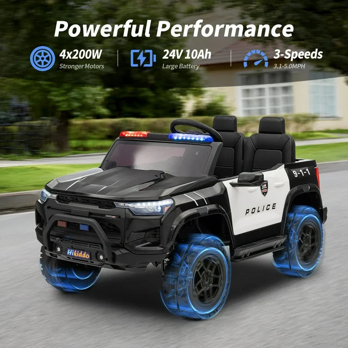 Hikiddo 24V 10Ah Ride on Toy Truck, 4WD 2 Seater Kids Electric Cars for Girl Boy w/ Remote, 4x200W Motor - Black