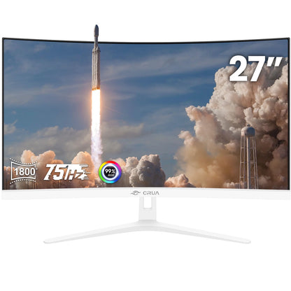 CRUA 27 inch 4K/60Hz Curved Gaming Monitor, FHD 1080P Computer Monitor 1800R, 1ms(GTG) ，100% SRGB，AMD FreeSync, DP & HDMI Port, Black