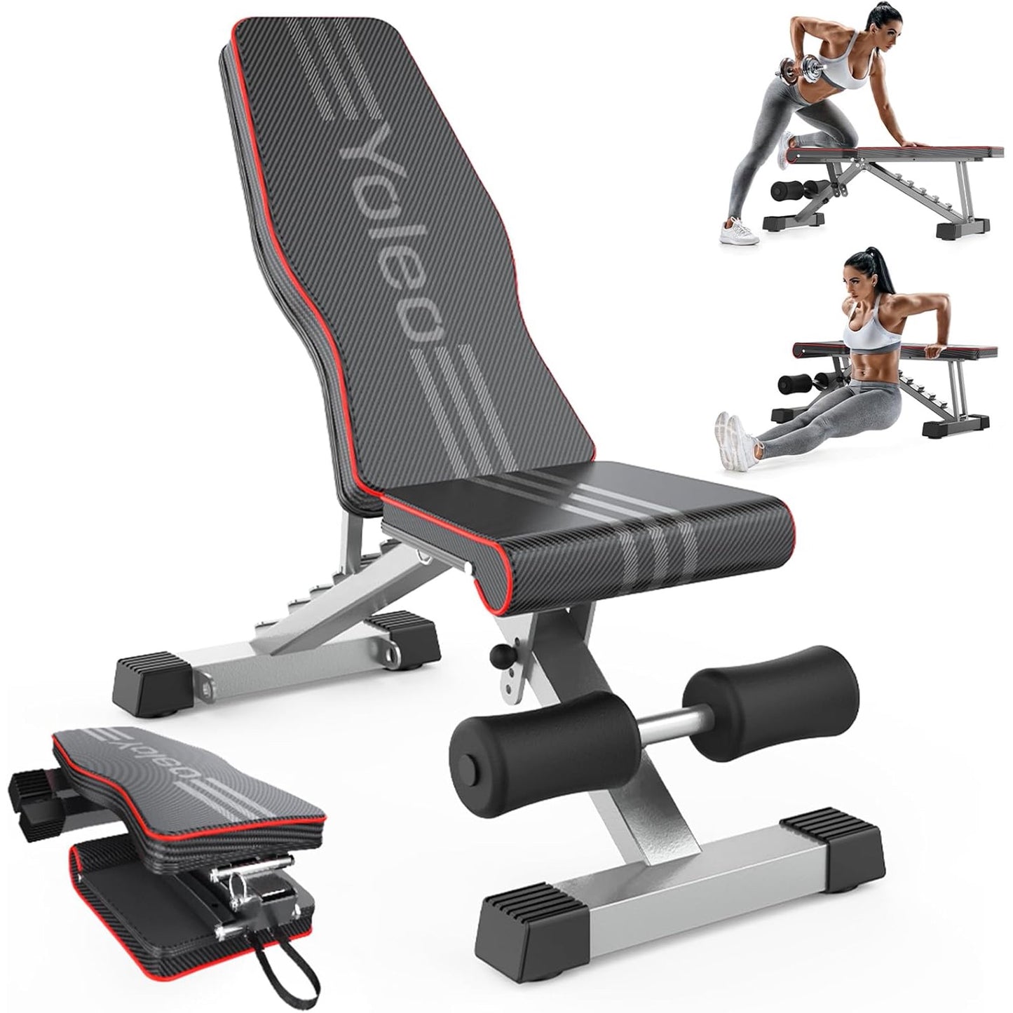GVDV Adjustable Weight Bench for Full Body Workout Foldable Bench for Home Gym Strength Training
