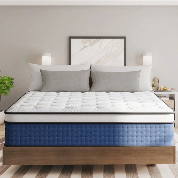 GREOO 12 Hybrid Mattress Gel Memory Foam Individually Pocket Spring Pressure Relief Queen Size