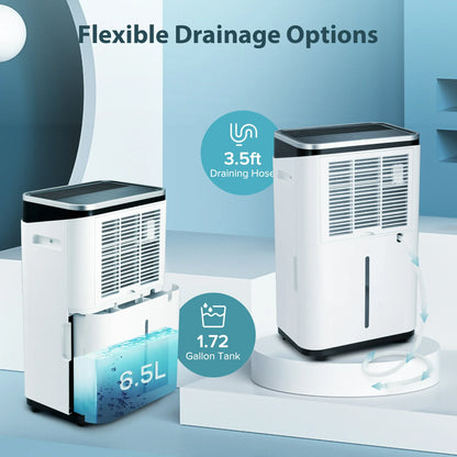 KISSAIR 15 Pint Dehumidifiers, 1000 Sq. Ft Dehumidifier with Drain Hose, 1.72 Gallon Water Tank, 3 Operation Modes, 24H Timer, Portable Dehumidifier for Basement/Bathroom/Laundry Room