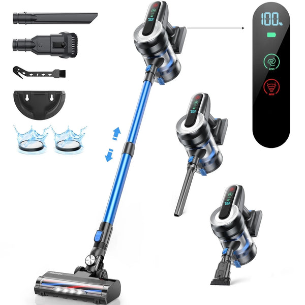 Roanow Cordless Vacuum Cleaner, 38KPA/55Mins with Display Stick Vacuum for Hardwood Floor Carpet Pet