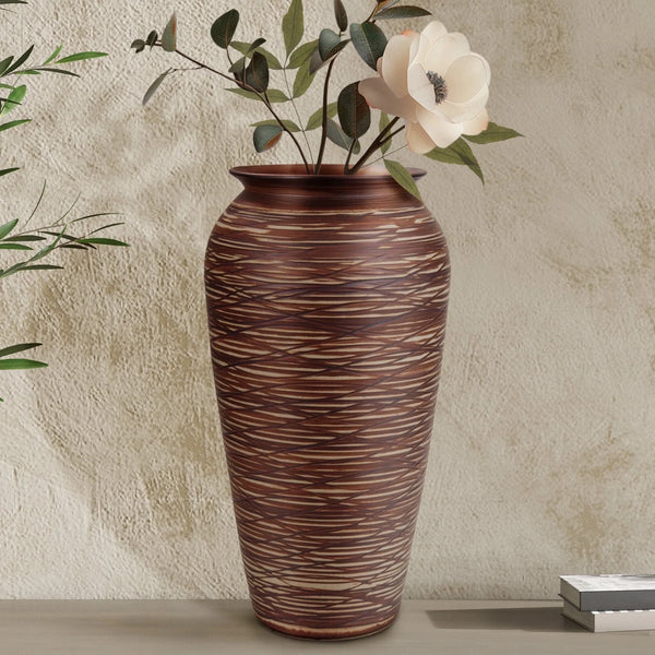 ORYNOVA Rustic Large Ceramic Floor Vase, 12 in Stain Resistant Vase for Home Decor,Tall Farmhouse Decorative Vase For Living Room,Entryway,Wedding Gift,Shelf Display