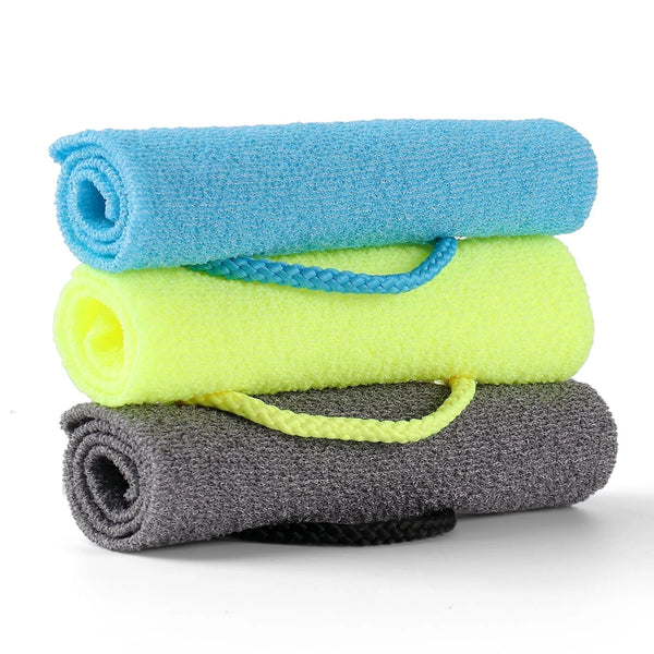 Okaka 3 Pcs Exfoliating Net Sponge Body Scrubber Bath Towel for Adult and Kids