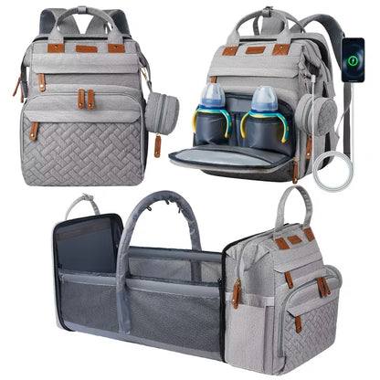 BabyBond Baby Diaper Bags Backpack with Changing Station Waterproof Diaper Backpack with USB Charging Port,Large Diaper Bag for Moms Dads