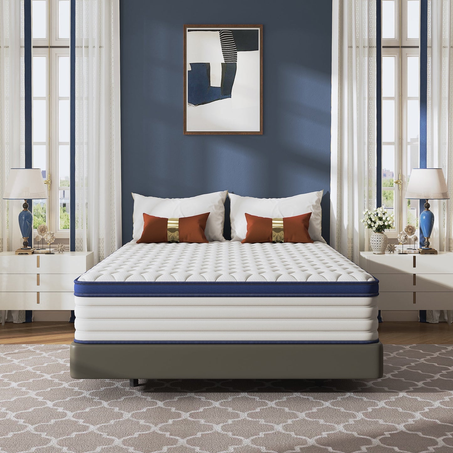 PAPROOS 12 inch Queen Mattress, Gel Memory Foam Hybrid Mattress in a Box, Individual Pocket Spring Mattress, Medium Firm, CertiPUR-US Certified, Sleep Support & Pressure Relief, White