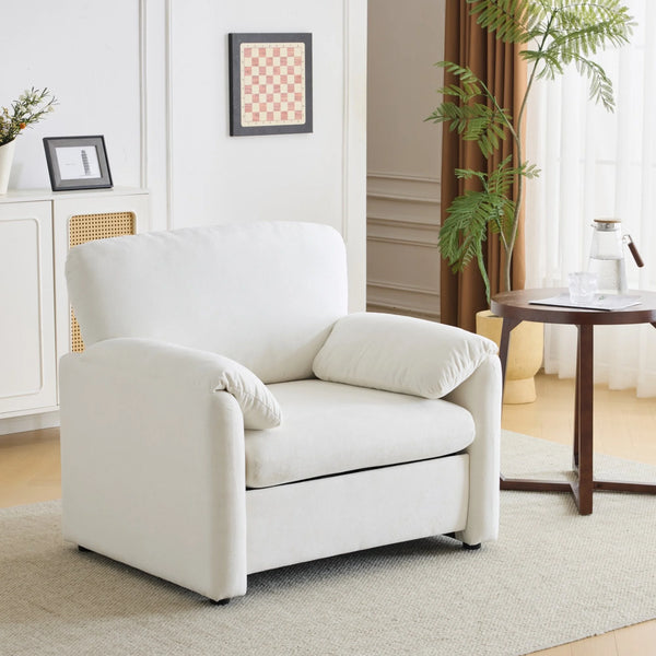 Ktaxon Oversized Accent Chair Chenille Armchair Upholstered Reading Chair Comfy Single sofa for Bedroom, Office, Apartment, Dorm Off White