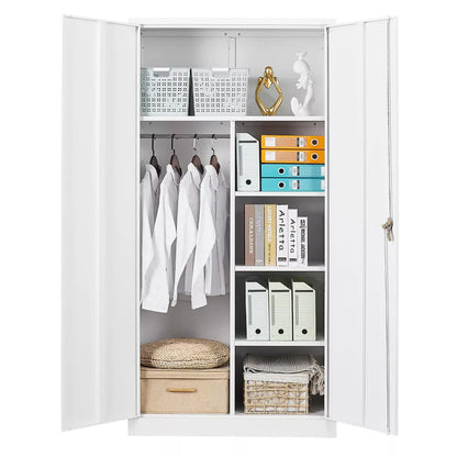 Mlezan 72" Metal Storage Cabinet: Lockable Steel Wardrobe for Office, Home, School, Gym, or Hotel. Durable and Versatile Employee Locker.