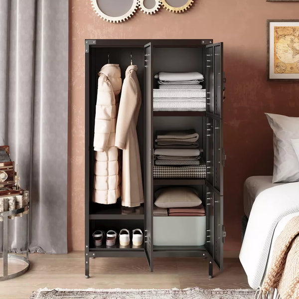 Mlezan Metal Locker: Lockable Cabinet with Doors and Shelves for Home, Office, Gym, or School. Ideal for Storage, Files, and Coat Organization.