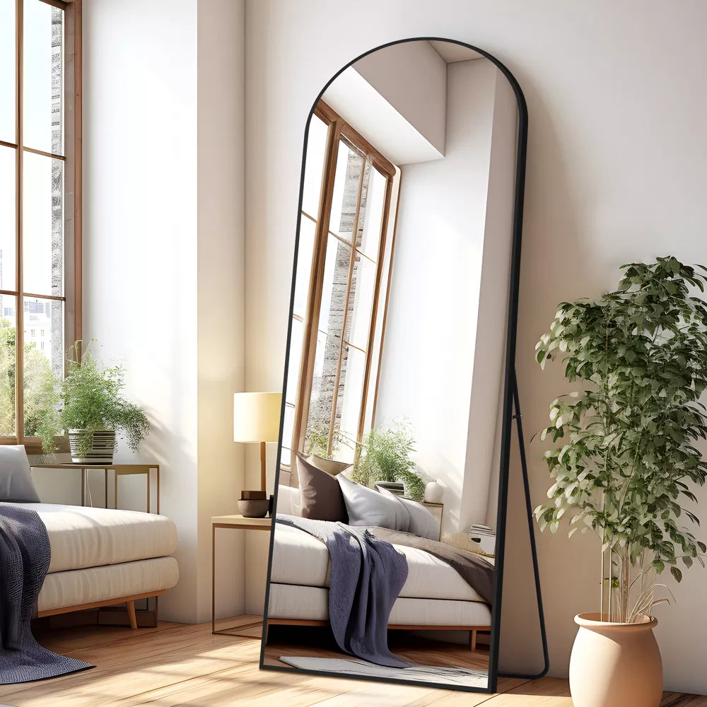 Dovelina Metal Framed Arched Full Length Mirror Large Wall Mirror Floor Standing Mirror