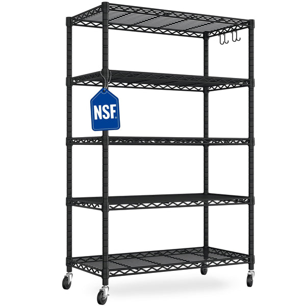 TrumanPick 5Tier Wire Shelving Unit, Adjustable Heavy Duty Steel Wire Rack for Kitchen, Garage, 36" W x 16" D x 76" H, Black