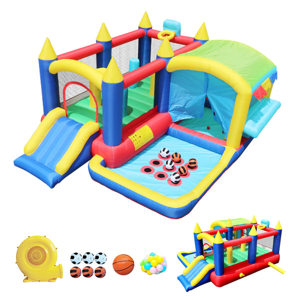 COCLUB Inflatable Bounce House, Bounce House for Kids 3-6 with Blower, Slide, Ball Pit, 50 Ocean Balls, Indoor/Outdoor Jump House for Birthday Party Gifts