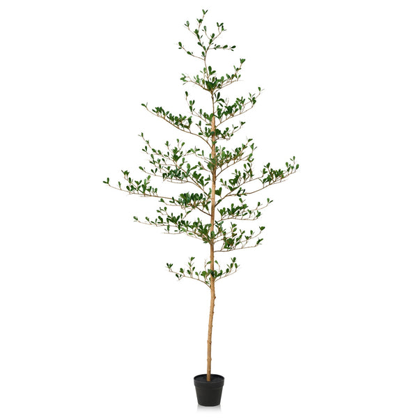 DR.Planzen 6FT Artificial Black Olive Tree with UV-Resistant Silk Leaves, Tall Artificial Plant Natural Wood Trunk for Home Office Indoor Outdoor Decor