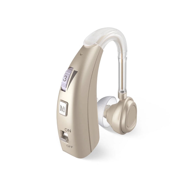 ELCTRTICI Rechargeable Hearing Aid for Adults – Noise-Cancelling, 2 Frequency Modes, Adjustable Volume Hearing Aid,Gold