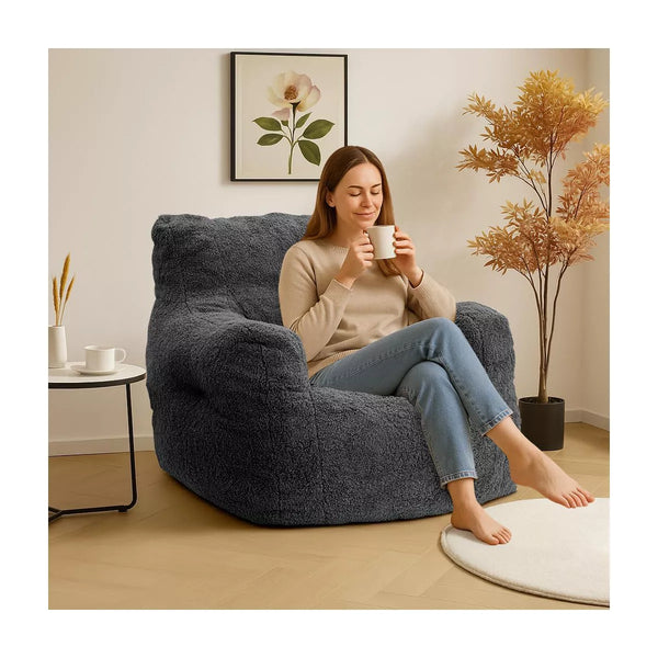 Hooseng Bean Bag Chair, Bean Bag Sofa Chair with Armrests, Fluffy and Lazy Sofa with backrest, Comfy Cozy BeanBag Chairs