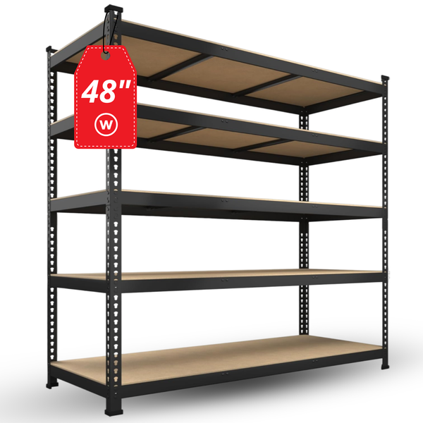 Prilinex Storage Shelves Metal 5 Tier Garage Shelving Heavy Duty 48"W x 24"D x 72"H Adjustable Shelving Unit for Garage Utility Rack Shelf for Basement Pantry Closet