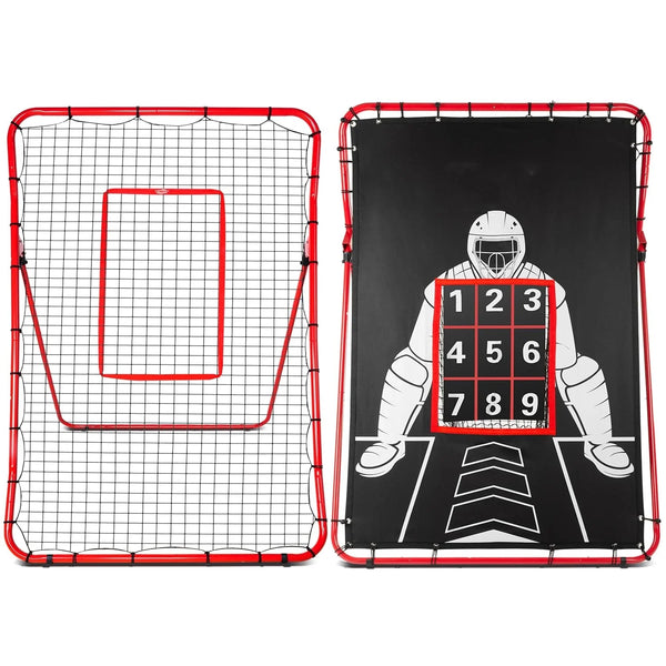 JASCOPRO Pitch Back Baseball/Softball Rebounder, 6x4Ft Baseball Rebounder Net, Adjustable Angles