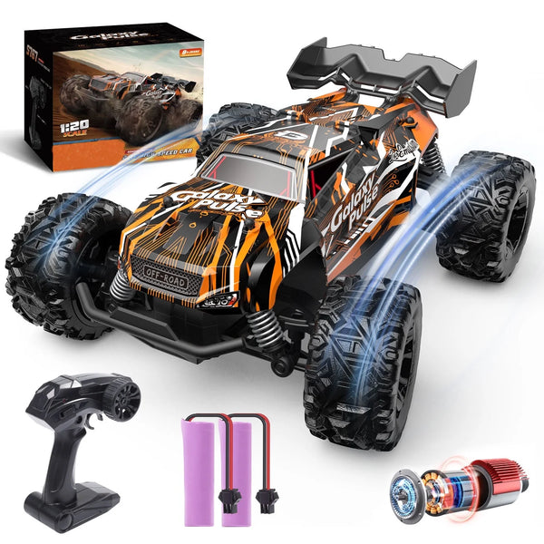 JoyStone Remote Control Car, 1:18 Remote Control Monster Truck All-Terrain 2.4GHz RC Cars W/ 2 Batteries for Kids Toys Gift, Black & Orange