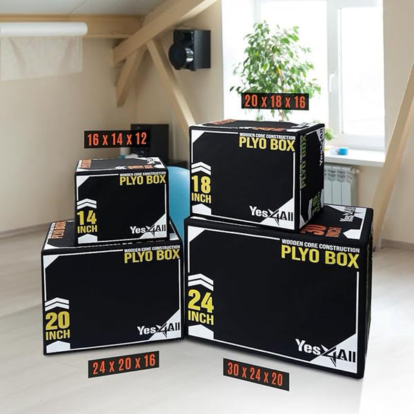 3-in-1 Soft-Padded Plyo Box With Wooden Core, Non-Slip Multi-Use Cushioned Plyometric Jump Box for Jumping, Conditioning, Strength Training