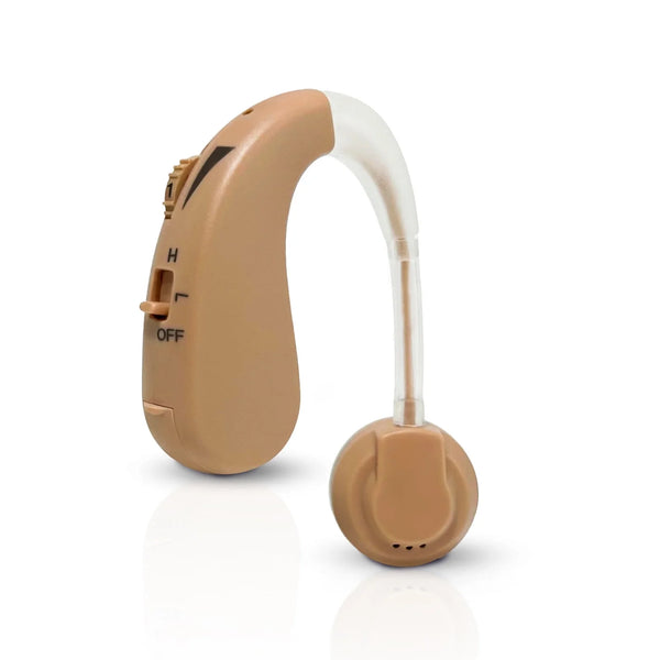 ELCTRTICI Hearing Aid for Adults, Noise-Cancelling Hearing Aid, Replaceable Battery, Lightweight & Comfortable, Single (Beige)