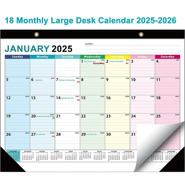 VINAUO Large Desk Calendar 2025-2026, 18 Months 22" x 17" Desktop Calendar from JAN 2025 - JUL 2026, Office Supplies Wall Calendar for Planning and Organizing in Your Family, School or Office