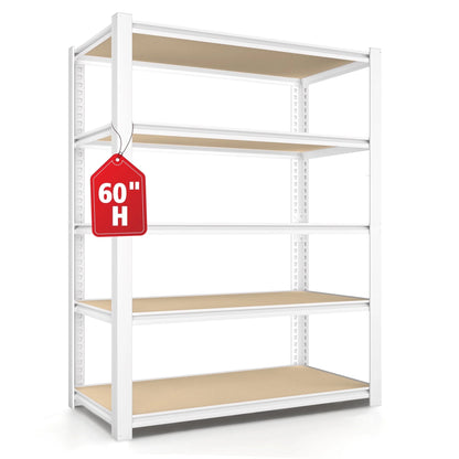 Prilinex Garage Storage Shelves 5 Tier 28"W x 12"D x 60"H Metal Adjustable Shelf Units Heavy Duty Storage Racks for Kitchen Closet, White