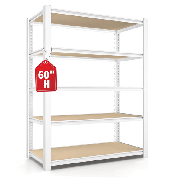 Prilinex Garage Storage Shelves 5 Tier 28"W x 12"D x 60"H Metal Adjustable Shelf Units Heavy Duty Storage Racks for Kitchen Closet, White