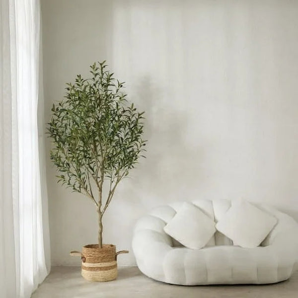 DR.Planzen Artificial Olive Tree, 6FT Tall Silk Faux Olive Tree, UV Resistant Black Plastic Potted Plant for Home Office Decor