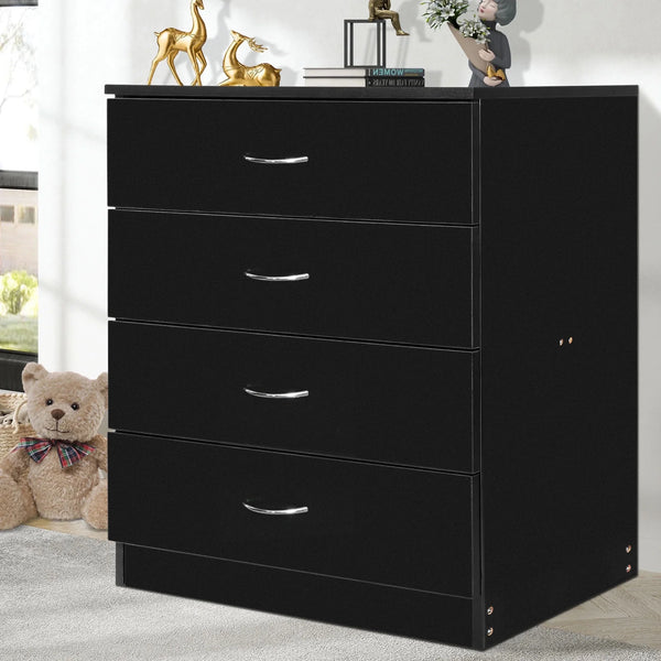 Segmart Black 4 Drawer Dresser for Small Space, Wood Storage Cabinet for Living Room, Chest of Drawers with Metal Handle for Bedroom