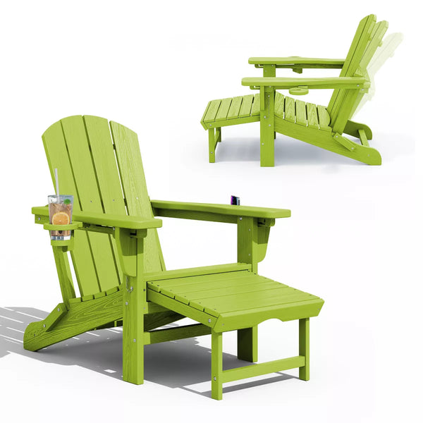 Hyleory 3-Level Adjustable Patio Accent Chair with Retractable Ottoman, Cup & Phone Holders