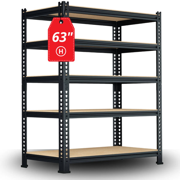 Prilinex Storage Shelves Metal 5 Tier Garage Shelving Heavy Duty 32"W x 16"D x 63"H Adjustable Shelving Unit for Garage Utility Rack Shelf for Basement Pantry Closet