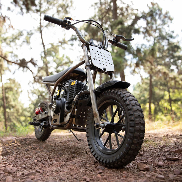 Oryxearth 37.7CC 4-Stroke Mini Bike, Handmade Gas Power Dirt Bike for Kids, Up to 15.5Mph, Retro