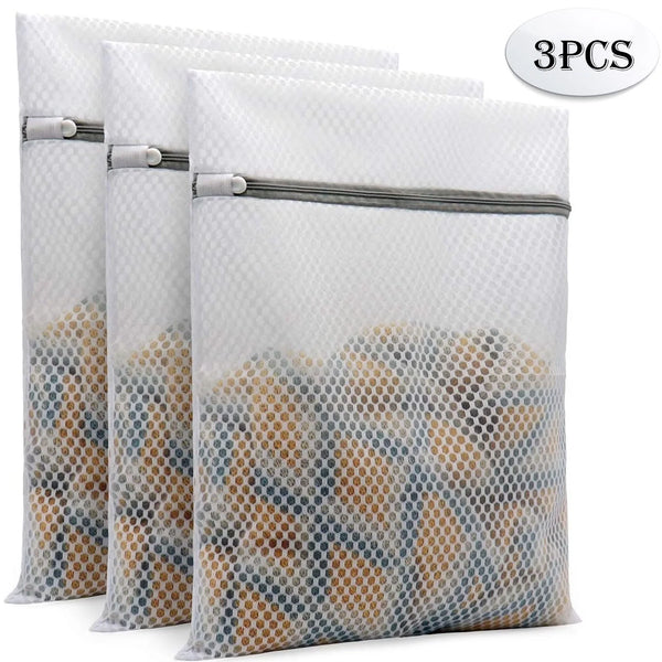 Peduu Durable Honeycomb Mesh Laundry Bags for Delicates Mesh Sweater Laundry Bag 12 x 16 inches 3Pcs