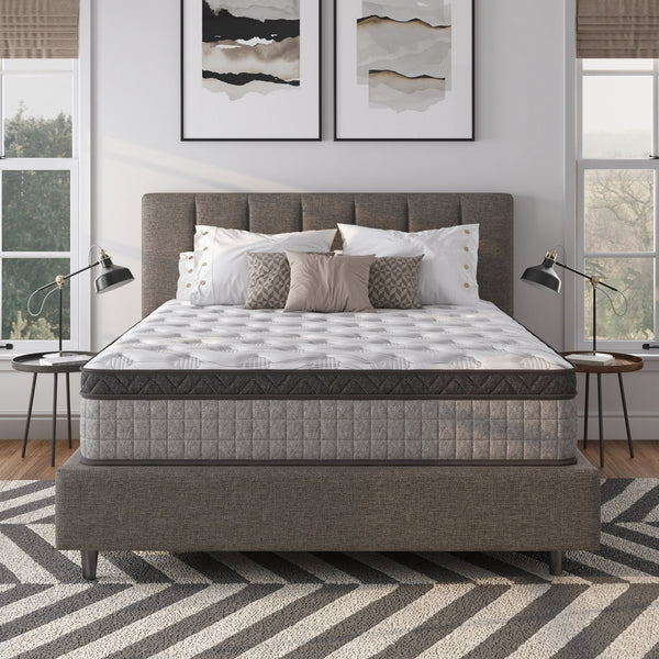 Queen Mattress in a Box, PENTINM 10 inch Memory Foam Mattress for Pressure Relief and Motion Isolation, Queen Mattress Diamond Innerspring Hybrid and Cooling Gel, Medium Firm, CertiPUR-US, Gray