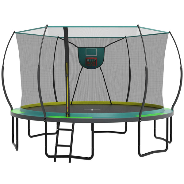 14 Ft Trampoline for Kids and Adults, Outdoor Trampoline with Fiberglass Rods and Smart Zipper System Zero Gaps, Segmart Recreational Trampoline with Enclosure Net, 880LBS Heavy Duty Trampoline