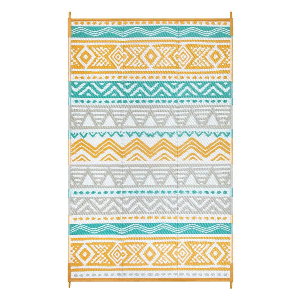 Lahome Waterproof Outdoor Reversible Boho Plastic Straw Mat for Patio,Balcony,Deck