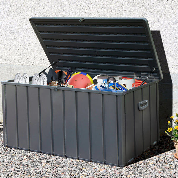 120 Gallon Outdoor Storage Box, Multi-function Deck Box for Organization & Storage, And As a Bench, Waterproof Outdoor Storage Container for Patio Cushions, Gardening Tools, Pool Supplies - Dark Gray