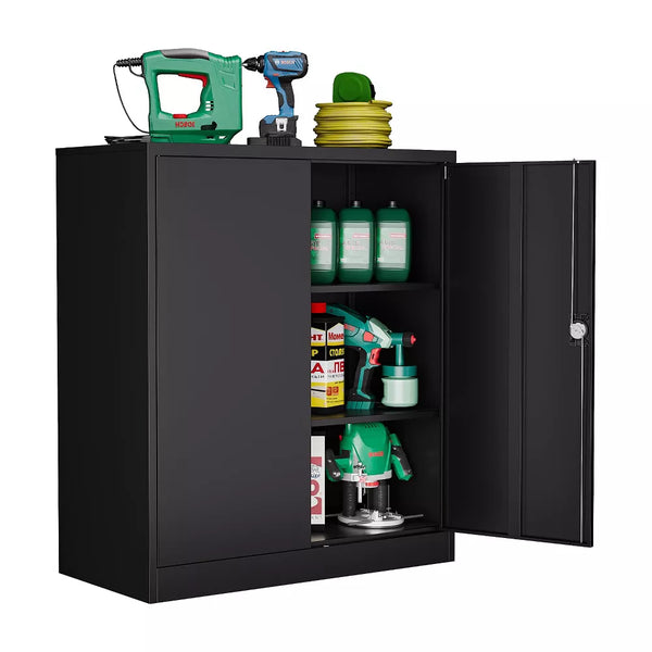 Mlezan Metal Storage Cabinet: Lockable, Adjustable Shelves, Steel Locker for Home, Office, or Warehouse. Durable and Versatile Storage Solution.