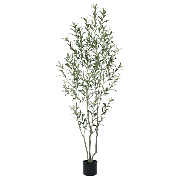 6ft Fake Plastic Olive Tree in Pot, Pre Potted Faux Greenry Plant for Home Decor Office House Living Room Indoor Outdoor, Big Fake Plants Fake House Plants